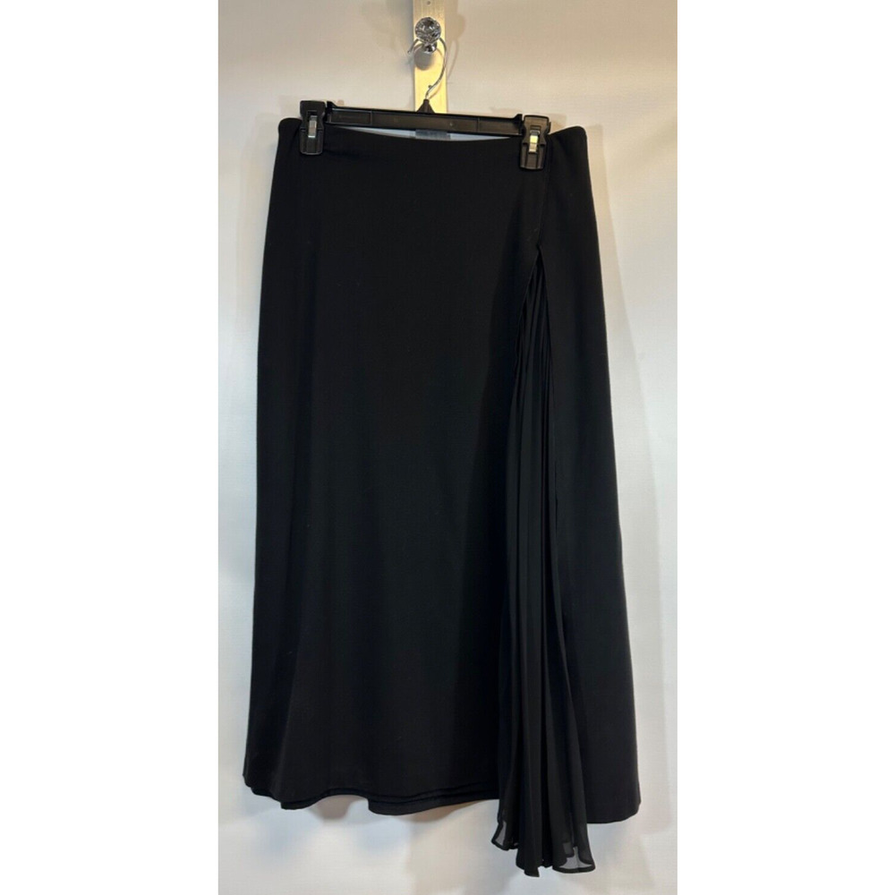 Lafayette 148 New York Womens M Black Tuxedo Pencil Side Slit Skirt w/Pleats A32